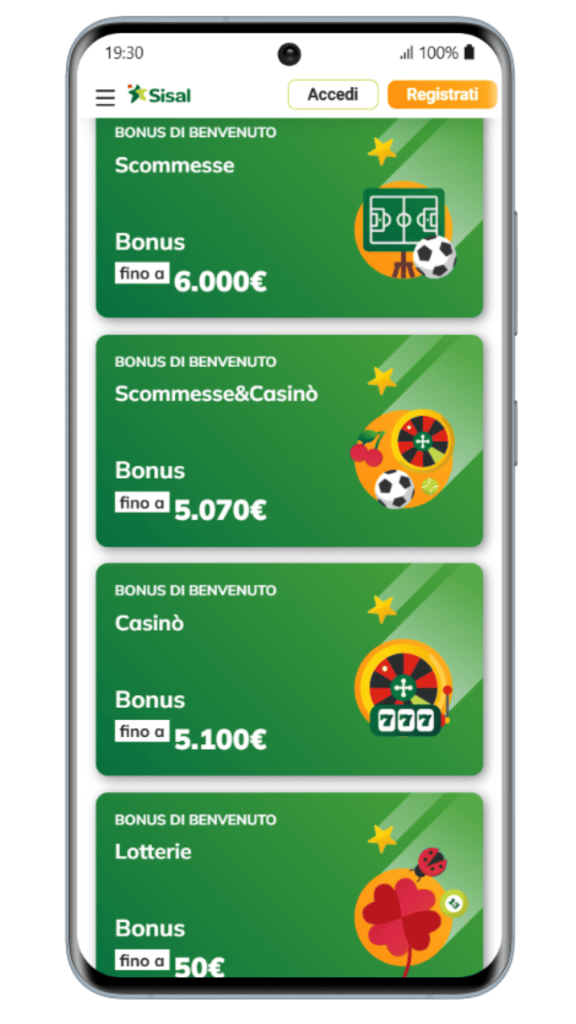 Bonus di iscrizione al casinò Sisal