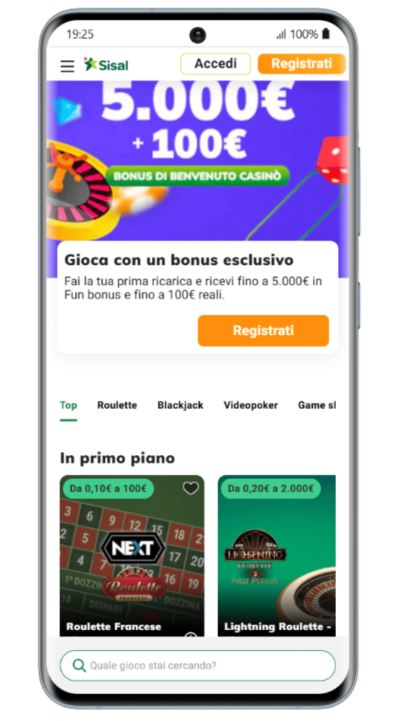 Casinò Sisal legale con pagamenti rapidi